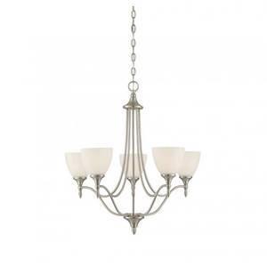 lot 35365 image: Savoy House Herndon 5 Light Chandelier in Satin Nickel retail price $296.00