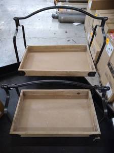 lot 35887 image: Wooden Tray W handles Set 2 white