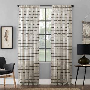 lot 35889 image: Clean Window Twill Stripe Anti-Dust Curtain Panel, 52 x 95
