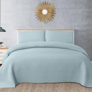 lot 35903 image: Kate Stripe Pick-Stitch Vintage Washed Quilt & Pillow Sham Set