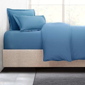 lot 35911 image: Nestl Duvet Cover with Fitted Sheet 4 Piece Set - Soft Double Brushed Microfiber - Comforter Cover with Button Closure, Fitted Sheet, 2 Pillow Shams, Cal King - Blue Heaven