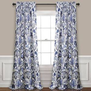 lot 35921 image: Set of 2 (95x52) Cynthia Jacobean Room Darkening Window Curtain Panel Blue - Lush D�cor. Retail price$135