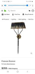 lot 35941 image: Fiances Sconce RETAIL PRICE$355
