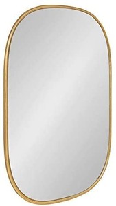 lot 35943 image: Kate and Laurel Caskill Decorative Mid-Century Modern Rounded Edged Rectangular Frame Wall Mirror in Gold Leaf Retail $ 99.00