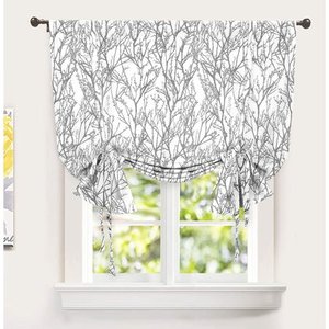 lot 35949 image: DriftAway Tree Branch Botanical Pattern Painting Tie Up Adjustable Balloon Curtain for Small Window Rod Pocket Single 45 Inch by 63 Inch Gray