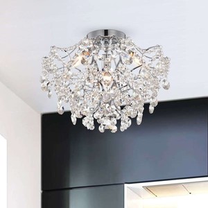 lot 35983 image: Dalia Elegant Indoor 3-Light Brushed Champagne Crystal Flush Mount... retail 130.00