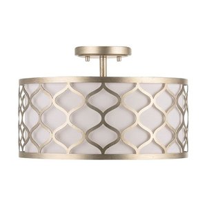 lot 35992 image: Austin Allen & Co-9D324A-AA - Three Light Semi-Flush Mount Winter Gold Finish with White Glass with