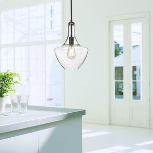 lot 35996 image: Luna Antique Black Finish Clear Bubble Glass Pendant Chandelier