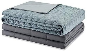 lot 17537 image: Weighted Idea Adults Weighted Blanket 15 lbs with Removable Cover 60x80 Grey Rhombus (Weighted Blanket  A Duvet Cover)