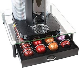 lot 17538 image: DecoBros Crystal Tempered Glass Nespresso Vertuoline Storage Drawer Holder for Capsules