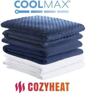 lot 17578 image: Weighted Blanket w 2 Duvet Covers for Hot & Cold SleepersAdvanced Nano-Ceramic Beads Deliver Durability & Silky Comfort (60x80 20LB Navy)