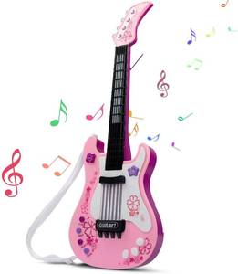 lot 17581 image: SAOCOOL Kids Guitar, Electric Guitar for Girls with Colored Lights Effect, No String Multifunction Musical Guitar Educational Toy for Girls and Boys (Pink)