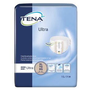 lot 17589 image: Tena Ultra Tab Closure Disposable Heavy Absorbency Briefs, X-Large, 15 count