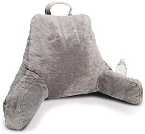 lot 17593 image: Reading Pillow with Shredded Memory Foam  Backrest Pillow with Arm Pockets  Back Support Pillow for Sitting Up in Bed While Gaming, Books, TV