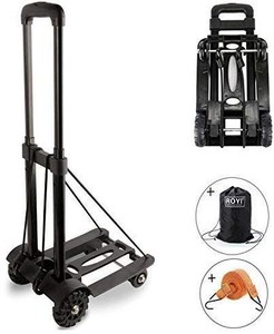 lot 17598 image: Folding Hand Truck, 70 Kg155 lbs Heavy Duty 4-Wheel Solid Construction Utility Cart Compact and Lightweight for Luggage, Personal, Travel, Auto, Moving and Office Use - Portable Fold Up Dolly by ROYI
