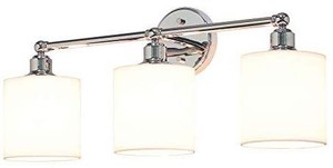 lot 17600 image: XiNBEi Lighting Wall Light, Bathroom Vanity Light with Fabric Shade, 3 Light Wall Fixture Chrome Finish for Bathroom