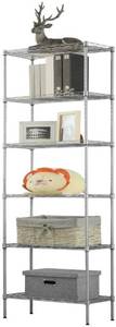 lot 17603 image: LANGRIA 6 Tier Wire Shelving Unit Organization and Storage Rack with 5 Hooks,Silver