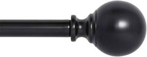 lot 17637 image: Ivilon Drapery Treatment Window Curtain Rod - Ball Style, 48 to 86 Inch. Color Black
