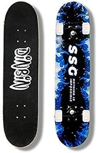 lot 17639 image: DINBIN Skateboard - 31 x 8 Complete Pro Skateboard - Double Kick Skateboards for Adults 7 Layer Canadian Maple Wood Tricks Skateboard