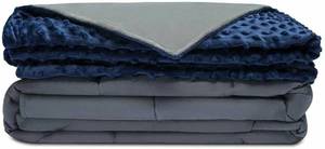 lot 17580 image: Quility Premium Adult Weighted Blanket & Removable Cover  20 lbs  60x80  for Individual Between 190-240 lbs  Full Size Bed  Premium Glass Beads  CottonMinky  GreyNavy Blue