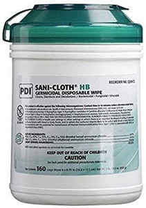 lot 17653 image: Sani-Cloth Q08472 HB Wipes Surface Disinfectant Germicidal Cloths Alcohol-Free Large Size (Case of 12 Tubs)