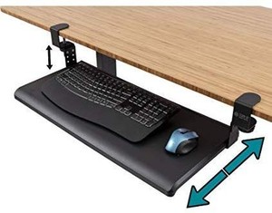 lot 17592 image: Stand Up Desk Store Large Clamp-On Retractable Adjustable Keyboard Tray