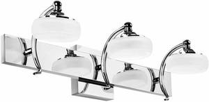 lot 17604 image: SUNVP 3-Light LED Bathroom Vanity Light Fixtures Over Mirror, Stainless Steel Wall Sconce with White Frosted Glass Shade (Cool White)
