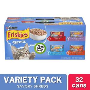 lot 17614 image: Purina Friskies Savory Shreds Variety Pack Wet Cat Food - 5.5oz  32ct