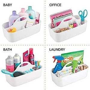 lot 17620 image: 4 pack mDesign Plastic Portable Storage Organizer Caddy Tote