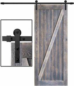lot 17633 image: DonYoung 6FT Single Sliding Barn Door Hardware Kit, Heavy Duty Steel Barn Door Track 2PCS I-Shape Hanger with Quiet and Smooth Wheel, Includes All Necessary Accessories, Black