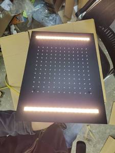 lot 17673 image: Led Lighted Rainfall Shower Head System.