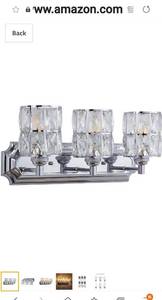 lot 17674 image: Doraimi 3 Light Crystal Wall Sconce Lighting with Chrome Finish,Modern and Concise Style Wall Light Fixture with Crystal Plate Metal Shade for Bathroom Crystal Light fixtures,etc.