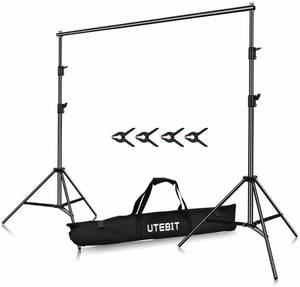 lot 17679 image: UTEBIT 7x5 Backdrop Stand Photography Collapsible Heavy Duty Photo Background Stand 2 x 1.5M Backdrops Support System for Photo Studio, Portrait and Video Shooting Photography