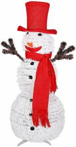 lot 17689 image: Fonder Mols 45inch Collapsible Pop Up Christmas Snowman Figurines with Top Hat, Outdoor Christmas Lawn Decoration