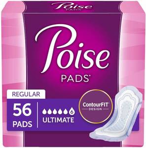 lot 17690 image: Poise Incontinence Pads, Ultimate Absorbency, Regular, 56 Count