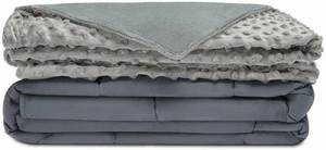 lot 17693 image: Quility Premium Adult Weighted Blanket & Removable Cover  20 lbs  86x92  for Individual or Couples Between 120-180 lbs  Queen Size Bed  Premium Glass Beads  CottonMinky  GreyGrey