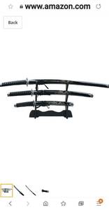 lot 17695 image: Master Cutlery 3 Piece Dragon Samurai Sword Set with Stand