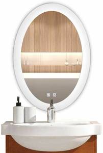 lot 17704 image: Bonnlo Dimmable Oval LED Lighted Bathroom Mirror LED Backlit Wall Mirror with Touch Button and Anti-Fog Function,Bathroom Vanity Mirror Wall Mounted Over Sink,28�20