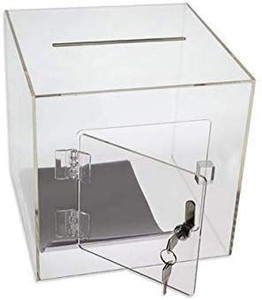 lot 17711 image: Premium Clear Acrylic Ballot Box Donation Box Cube (12 Inch)