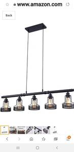 lot 17726 image: mirrea Rustic Kitchen Island Lights 5 Lights Ceiling Light Fixture Black Painted