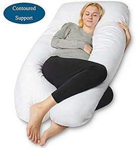 lot 1086 image: QUEEN ROSE Pregnancy Body Pillow, U-Shaped Maternity Pillow,Full Body Support Pillow with Washable Cover for Pregnant Women,White
