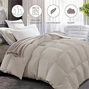 lot 1087 image: Maple Down Comforter Queen Size Duvet Insert, Down Alternative Comforter Quilted with Corner Tabs for All Season, Soft & Breathable Brushed Microfiber Machine Washable (Light Brown,90���� 90����)