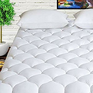 lot 1092 image: HARNY Mattress Pad Cover Full Size 400TC Cotton Pillow Top Cooling Breathable Mattress Topper Quilted Fitted with 8-21 Deep Pocket