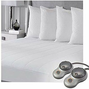 lot 1097 image: Sunbeam Heated Mattress Pad  Quilted Polyester, 10 Heat Settings,