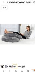 lot 1098 image: QUEEN ROSE Pregnancy Pillow -Maternity Body Pillow U Shaped with Velvet Cover Machine Washable,Bend to Double C Shaped Pillow,Gray