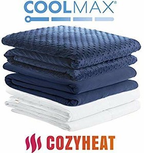 lot 1117 image: Weighted Blanket W 2 Duvet Covers For Hot & Cold Sleepers 60x80, 18lb, Navy