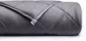 lot 1118 image: YnM Weighted Blanket (15 lbs, 48x72, Twin Size) for People Weigh Around 140lbs  2.0 Cozy Heavy Blanket  100% Oeko-Tex Certified Cotton Material with Premium Glass Beads, Dark Grey