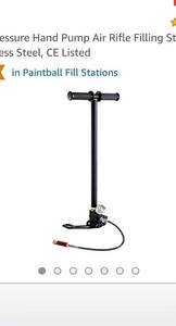 lot 1120 image: Hiram High Pressure Hand Pump Air Rifle Filling Stirrup Pump 40MPA, Stainless Steel, CE Listed