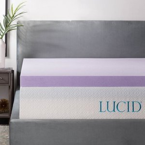 lot 1121 image: Lucid 3 Lavender Infused Memory Foam Mattress Topper