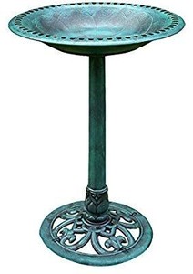 lot 17751 image: VivoHome Antique Outdoor Garden Bird Bath